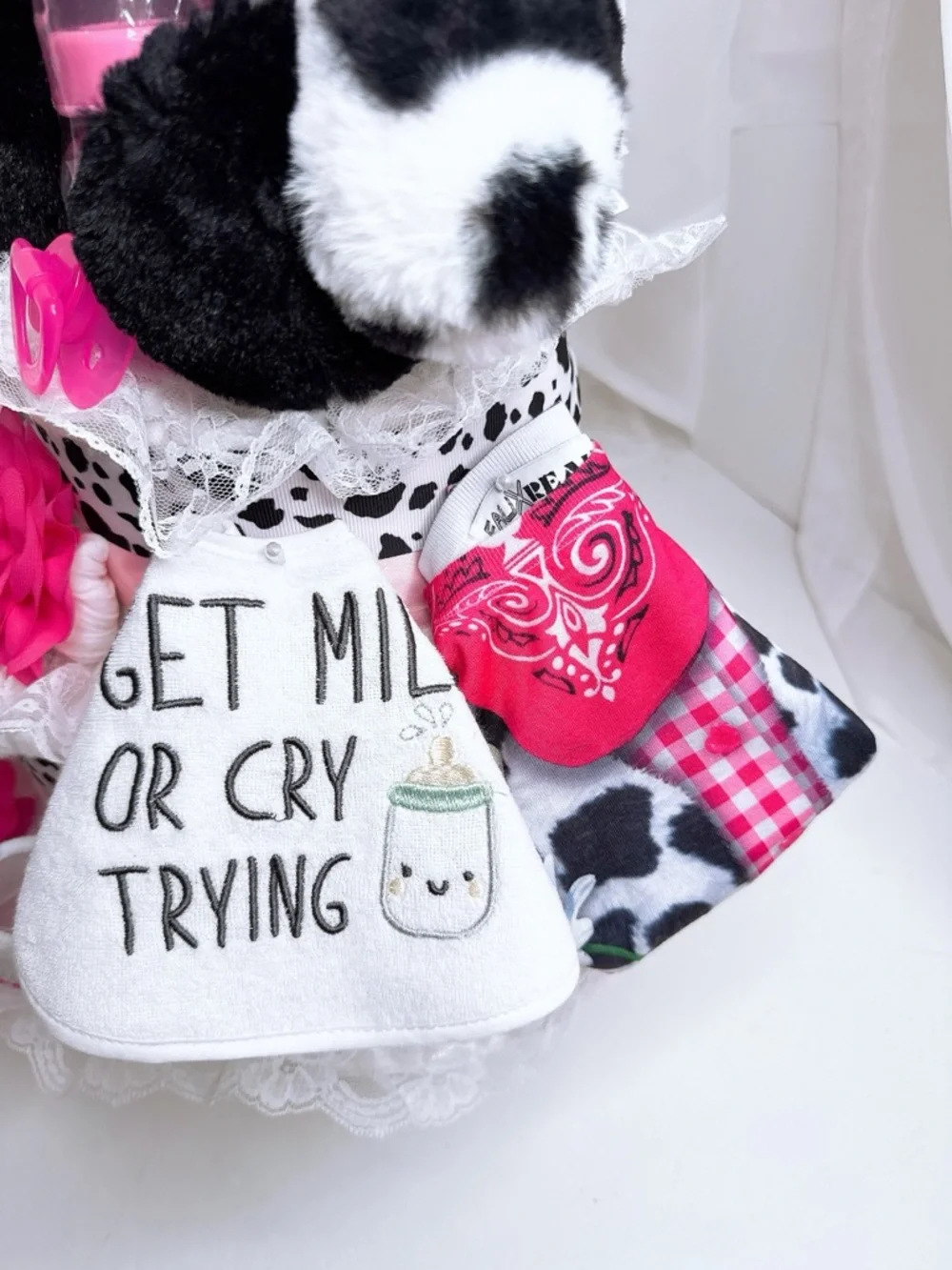 Cowgirl Diaper Cake, Cow Cake, Farm theme, Baby Shower gift